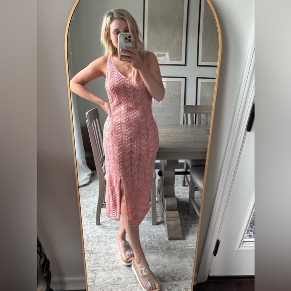 Summer Vacation Orange Chevron Crochet MIDI Dress - Picture 11 of 14